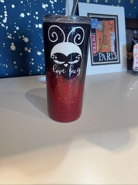 Love Bug Glitter Ombre Tumbler - Red and Black